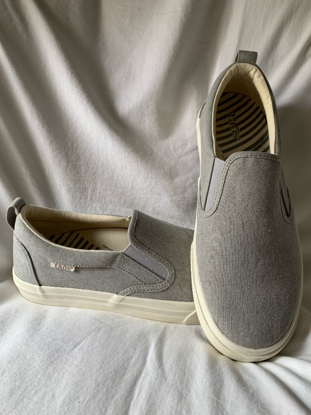 Taos women's gray wash canvas slip on sneakers